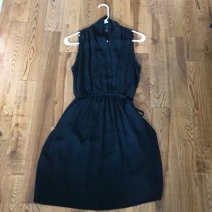 Aqua black tank top dress with belted waist
